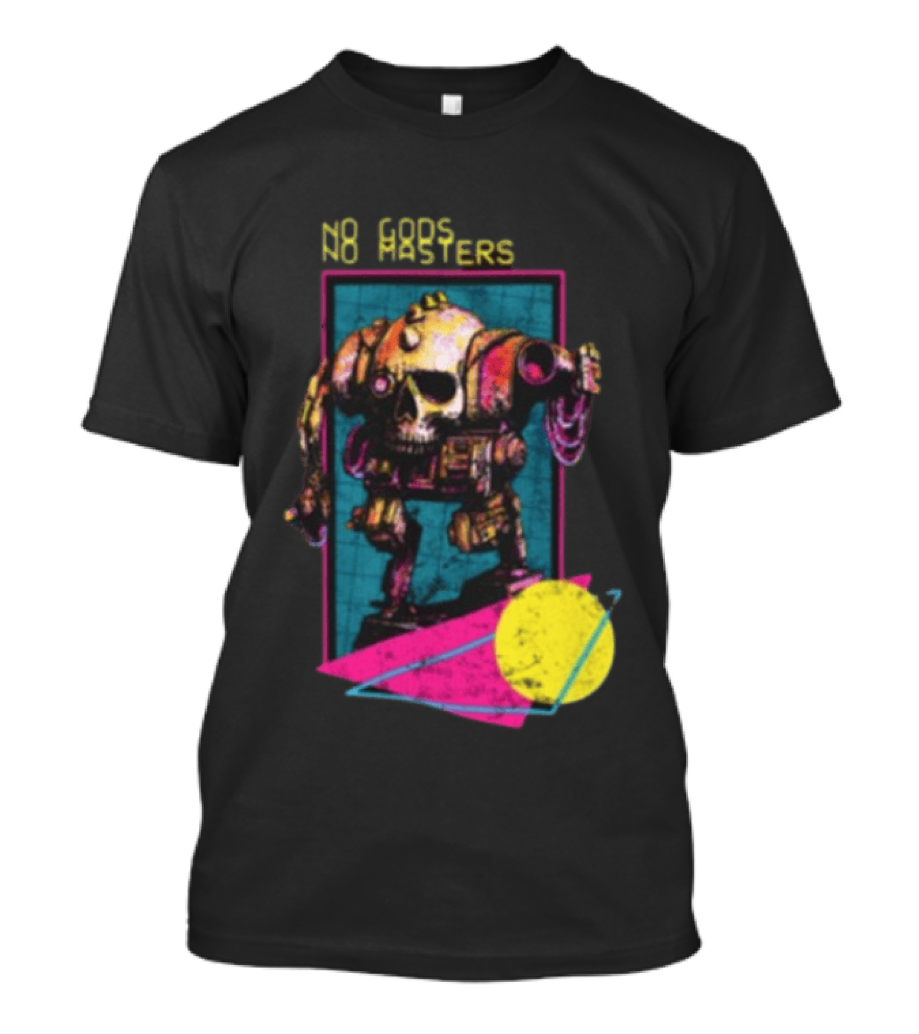 Black Magic Creative Store BMC No Gods No Masters Skull Robot T-Shirt