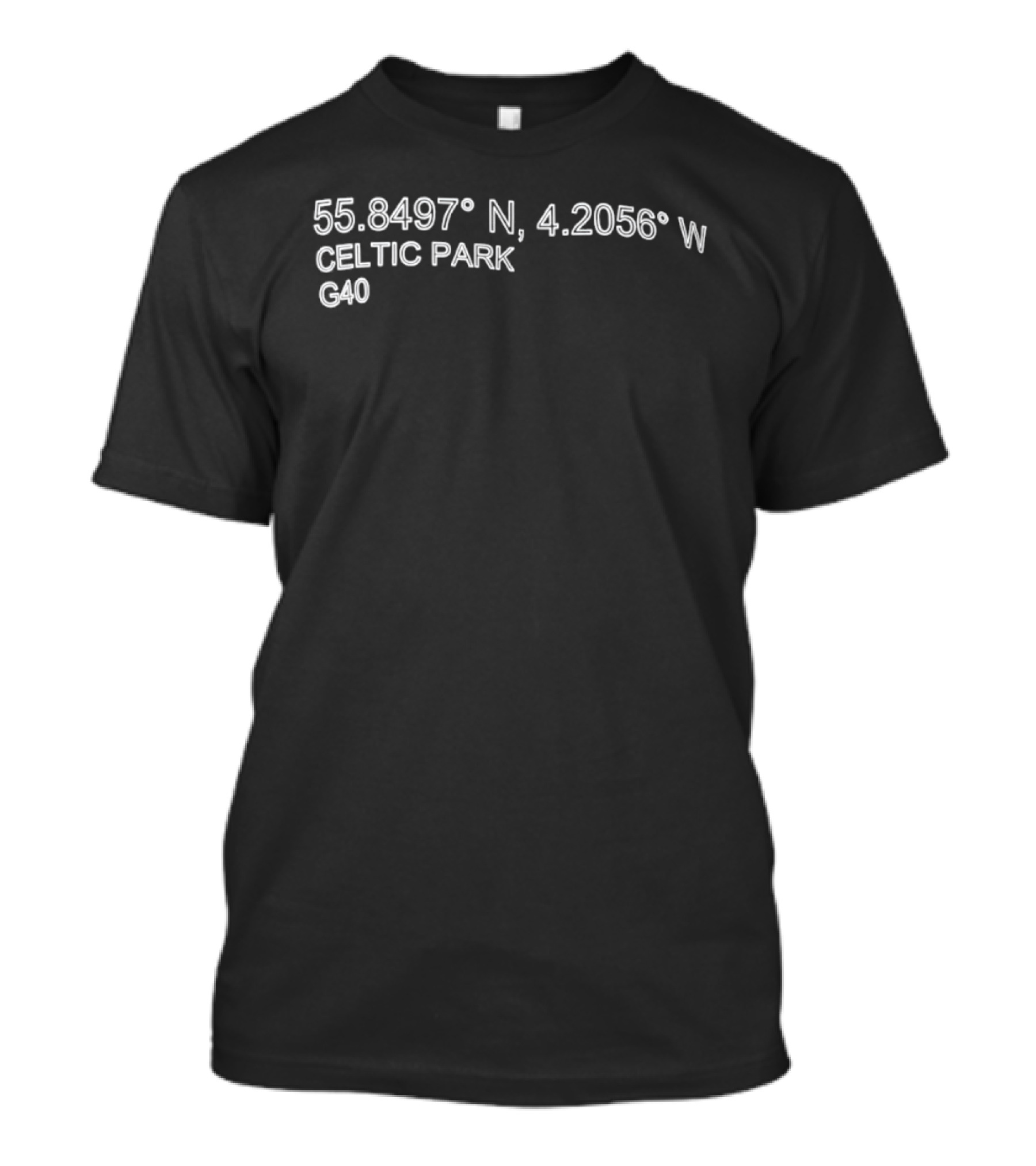 Celtic Park Coordinates 55.8497° N 4.2056° W G40 Glasgow Football Stadium T-Shirt