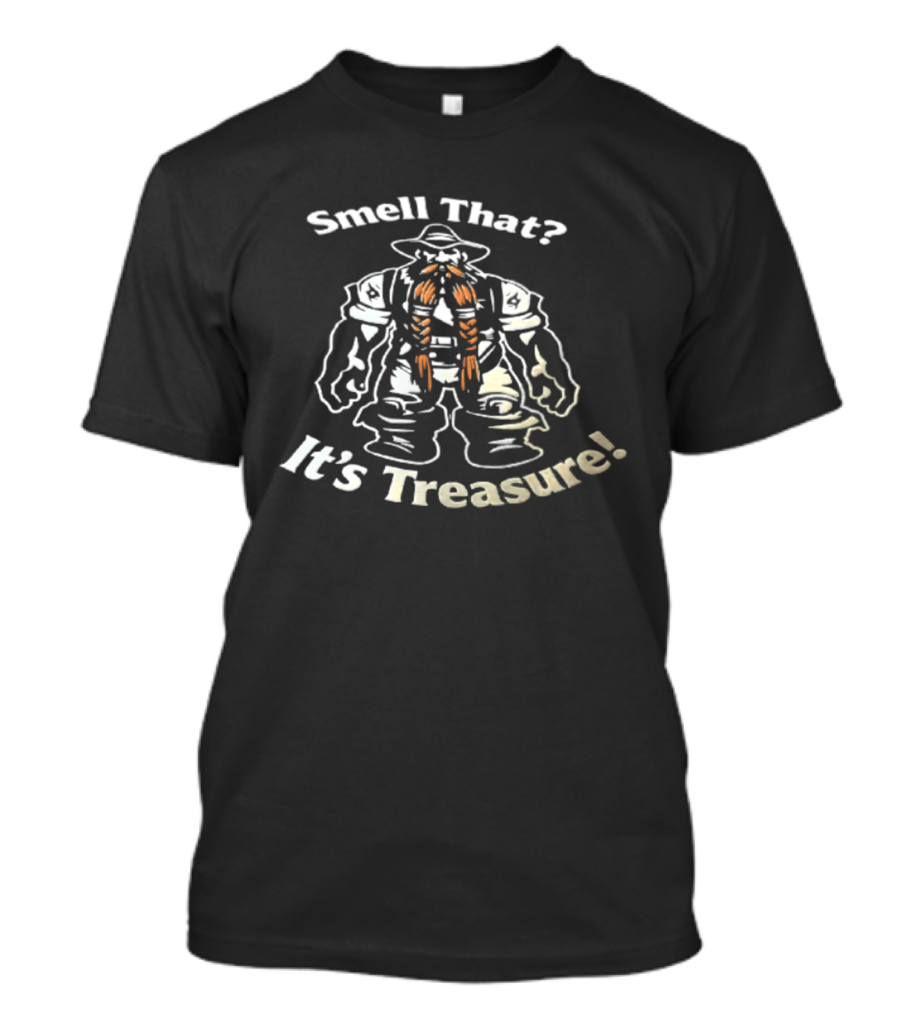 Smell That It's Treasure Cartoon Dwarf Orange Braided Beard T-Shirt