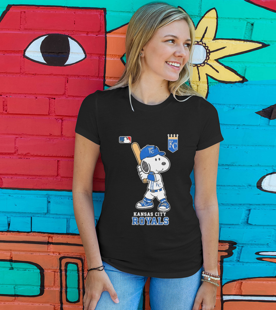 Snoopy Wearing Kansas City Royals Baseball Jersey Player MLB T-Shirt