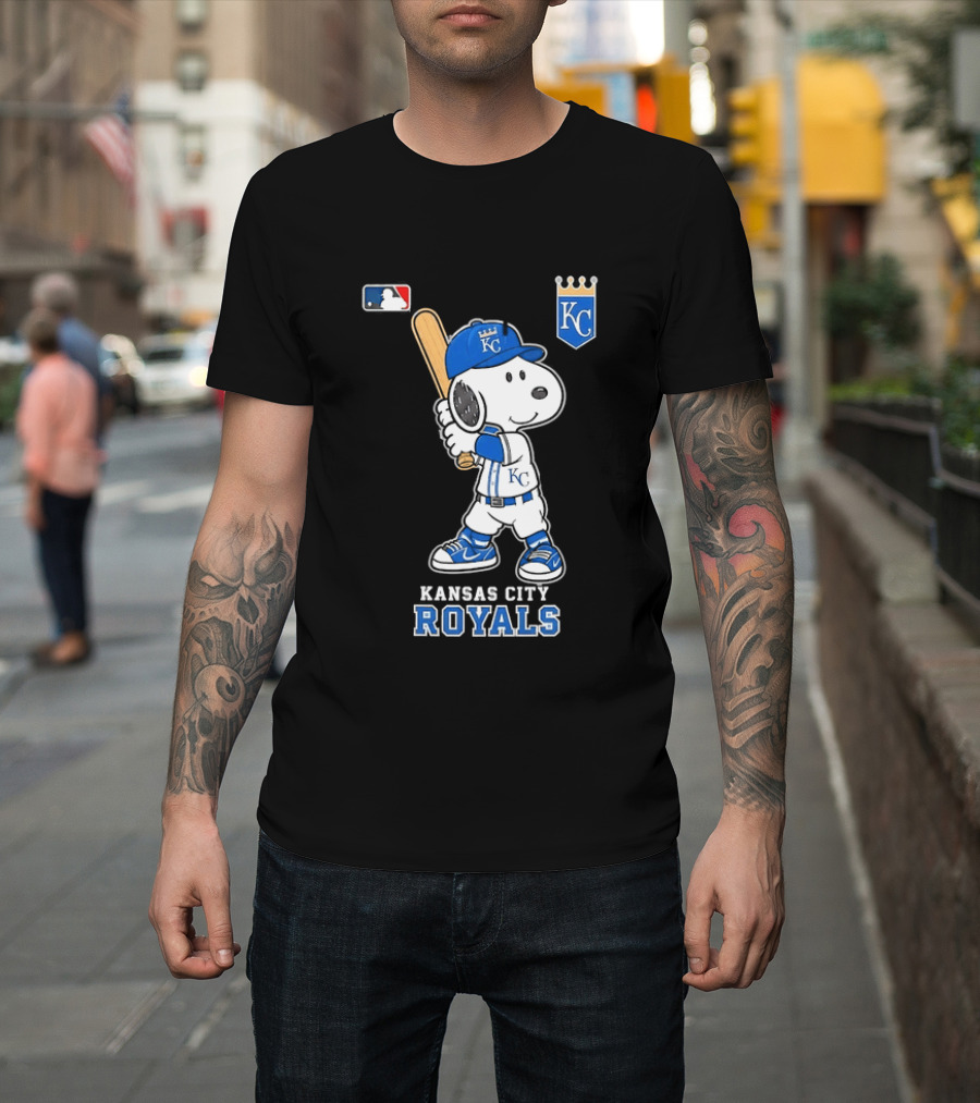 Snoopy Wearing Kansas City Royals Baseball Jersey Player MLB T-Shirt