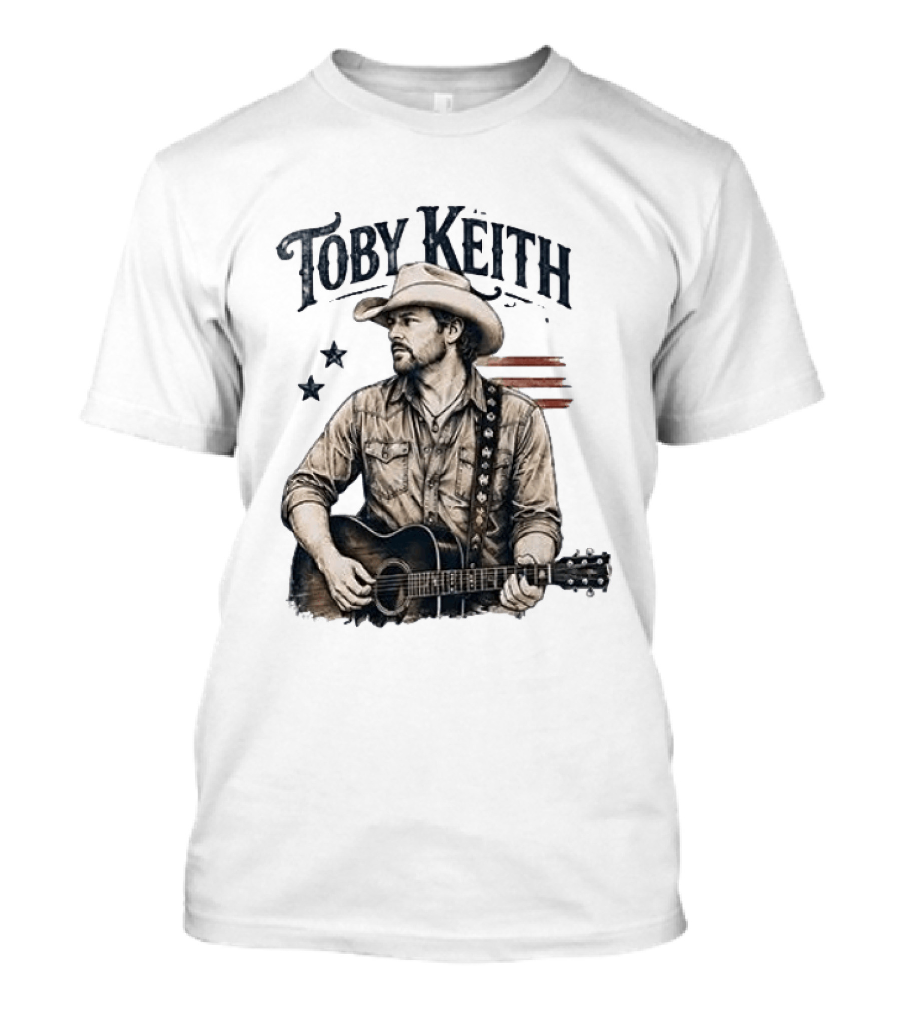 Toby Keith Raised Country Live Proud Guitar Cowboy Hat Stars Stripes T-Shirt