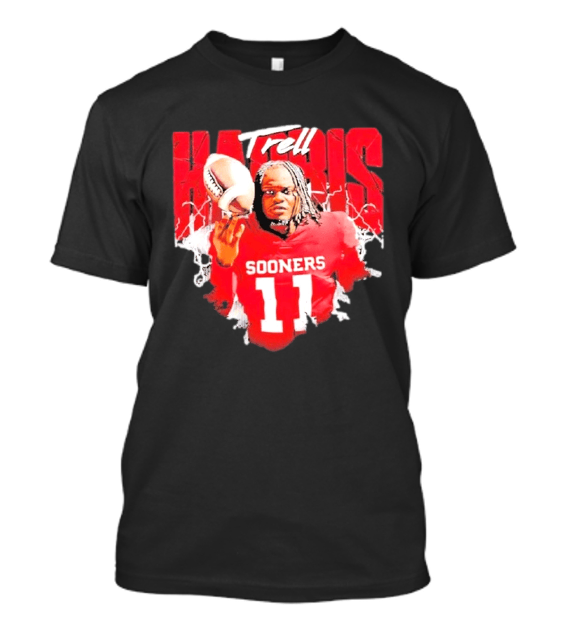 Trell Harris Oklahoma Sooners NCAA Football Player 11 Lightning T-Shirt