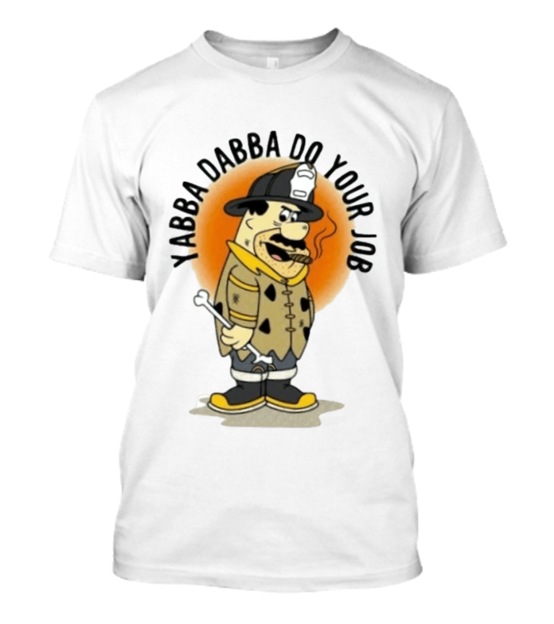 Flintstones Firefighter Yabba Dabba Do Your Job Smoking Cartoon T-Shirt