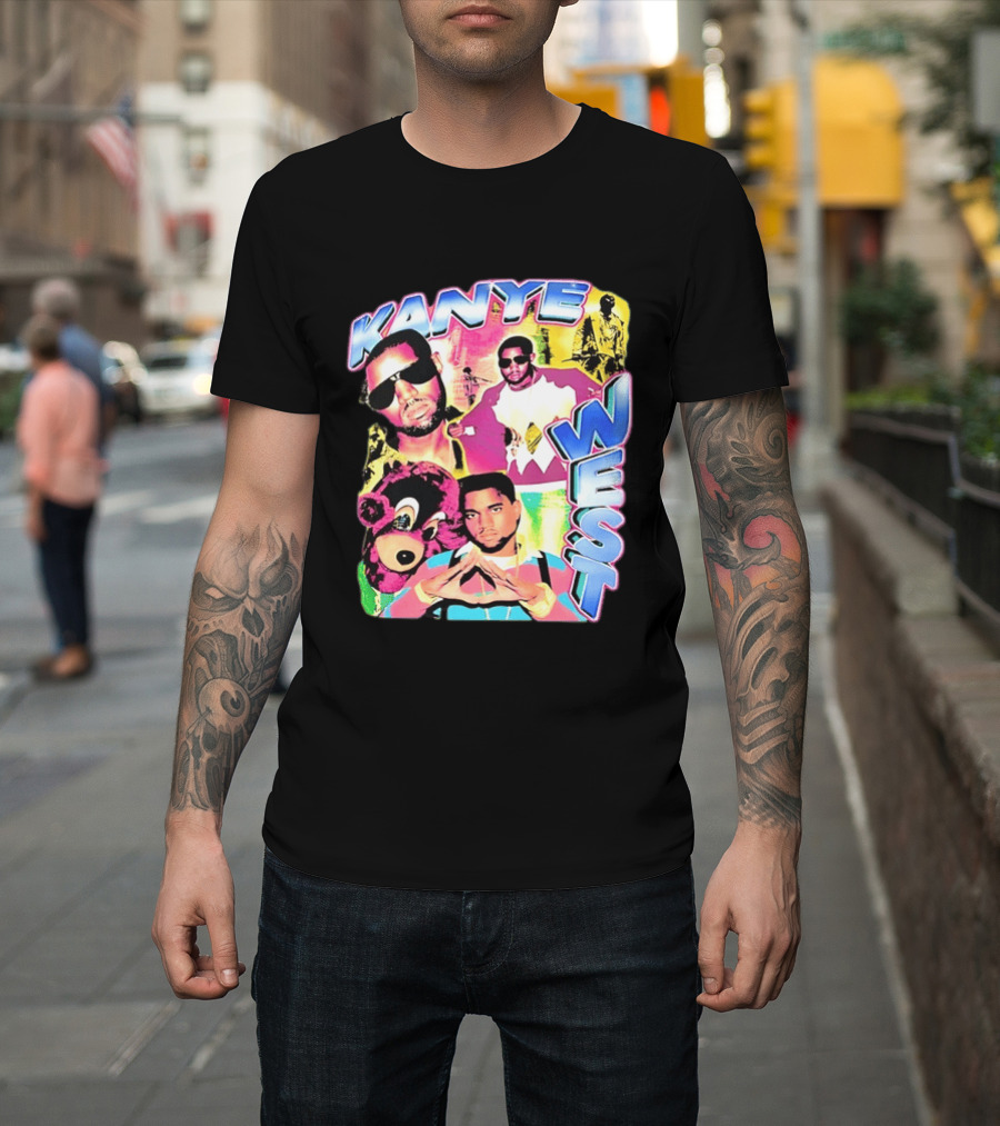 Kanye West Vintage Yeezy Bear Collage Hip Hop Rap Legend T-Shirt