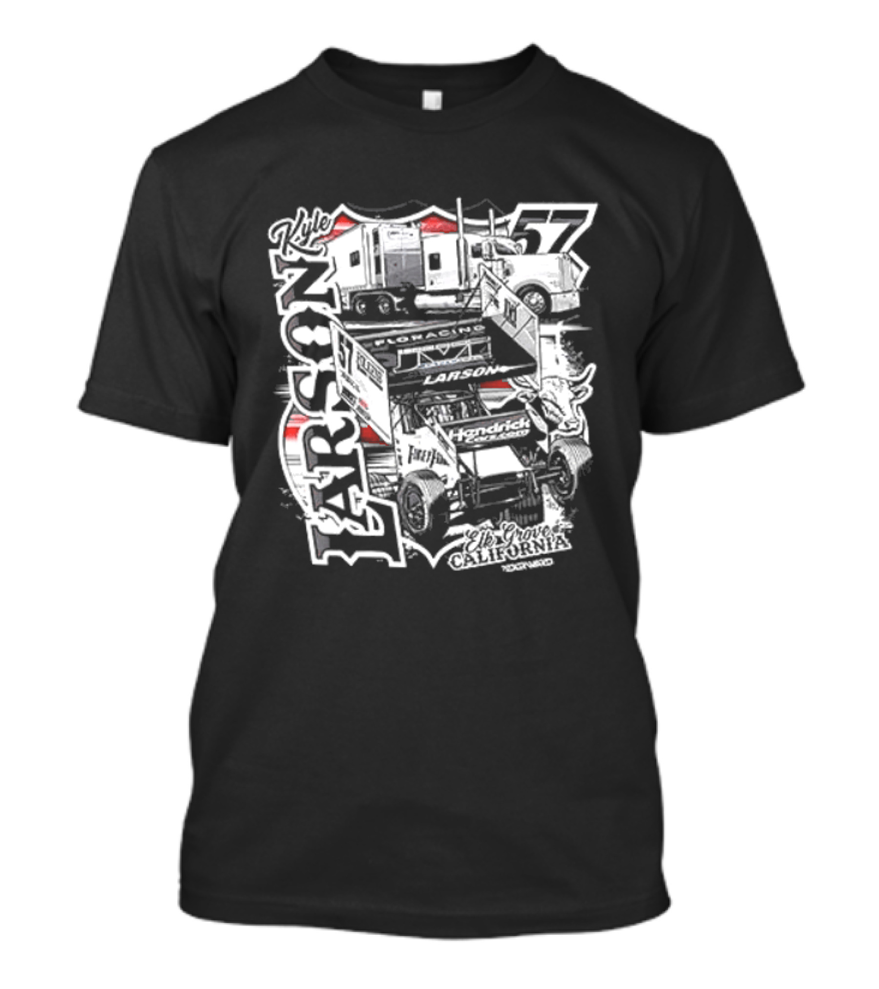 Kyle Larson 57 Hauler Elk Grove California Racing Team T-Shirt