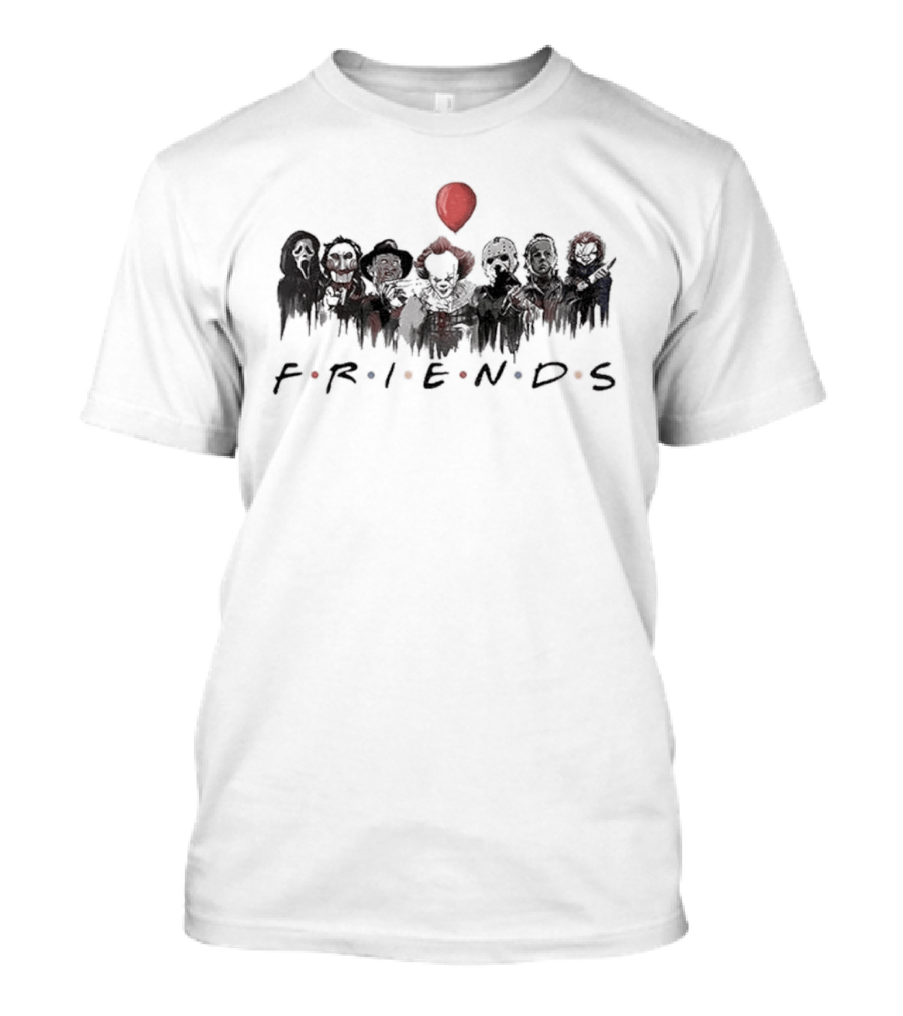 Halloween 2026 Horror Characters Friends Red Balloon Collection T-Shirt