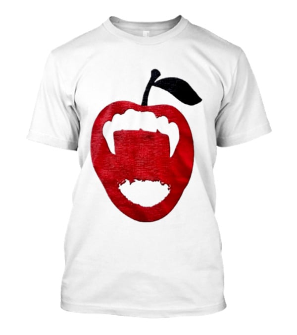 Red Apple Vampire Fangs Halloween Cutout T-Shirt