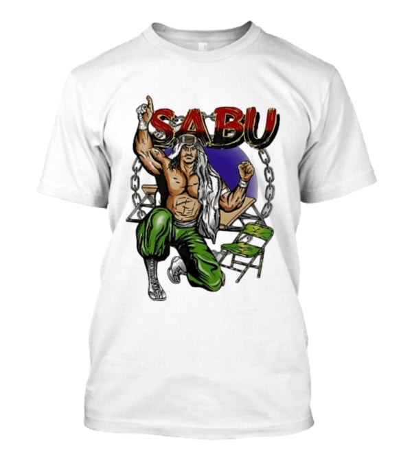 Sabu ECW Wrestling Terry Brunk Character Illustration With Chairs And Chains T-Shirt
