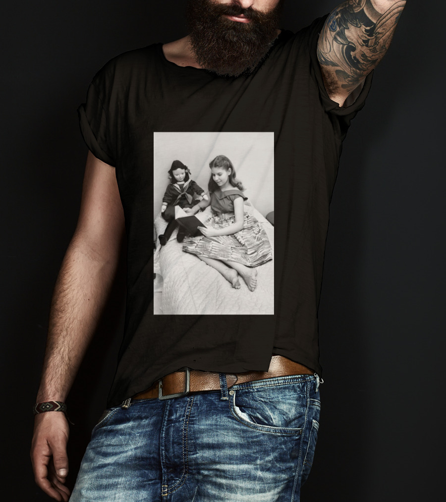 Robin Morgan Young Girl Reading With Doll Vintage Photograph T-Shirt