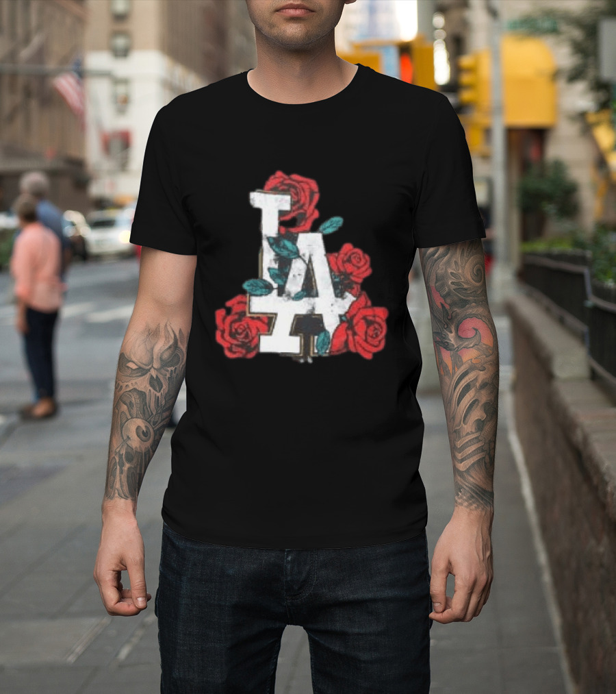 Los Angeles Dodgers LA Roses MLB Team Fan T-Shirt