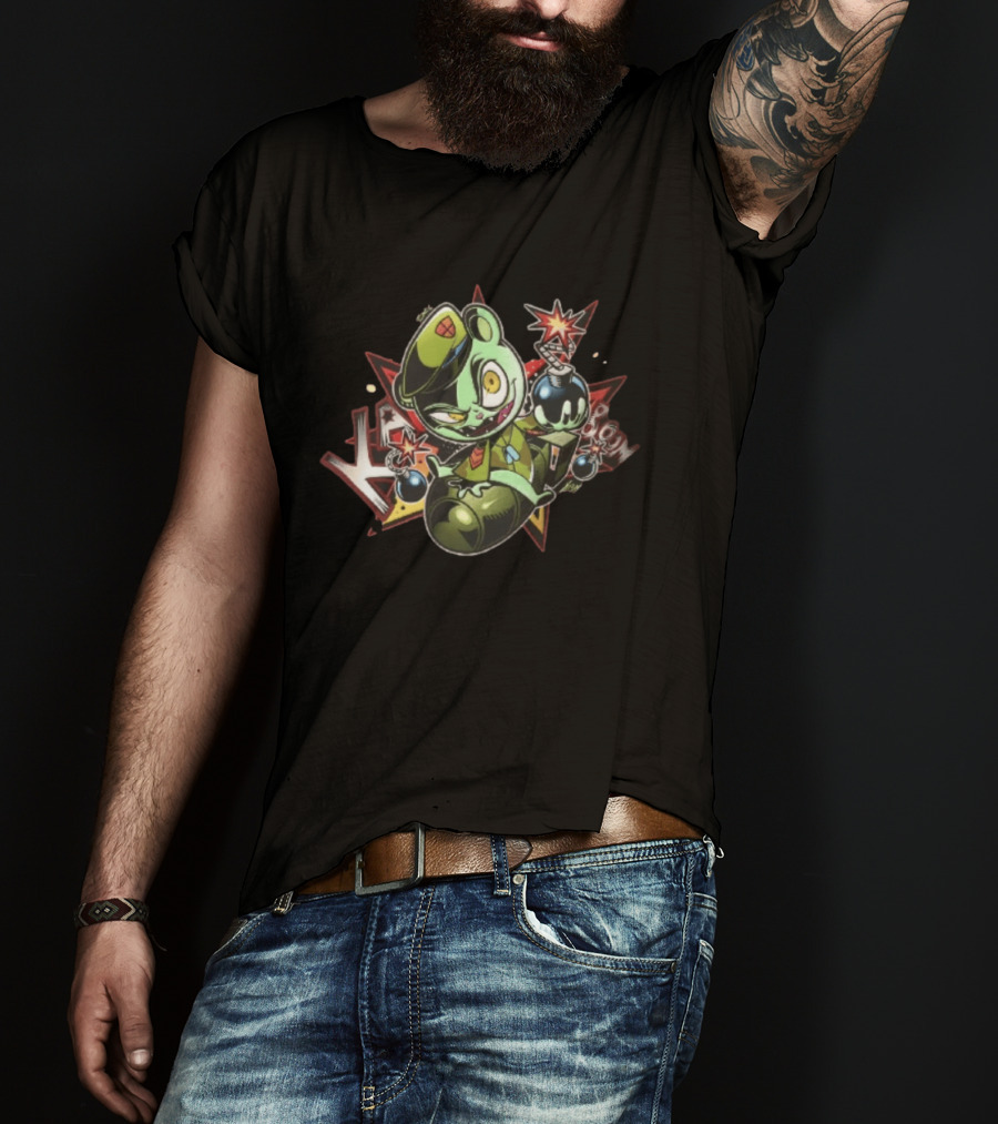 Flippy Happy Tree Friends 2026 Cartoon Character Holding Explosive Bombs T-Shirt