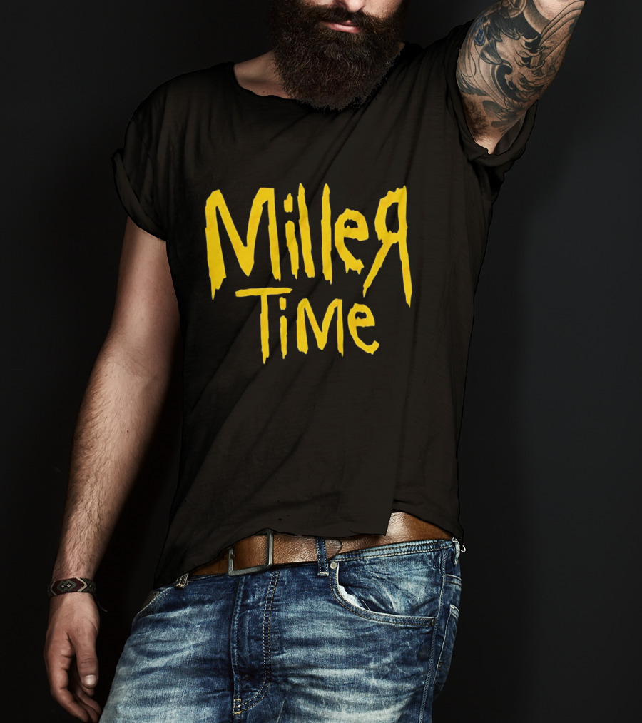 Miller Time Catchphrase Beer Culture Vintage Style Retro Yellow T-Shirt