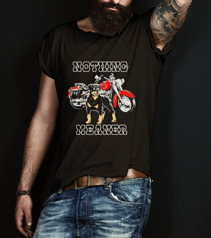 Nothing Meaner Rottweiler Red Motorcycle T-Shirt