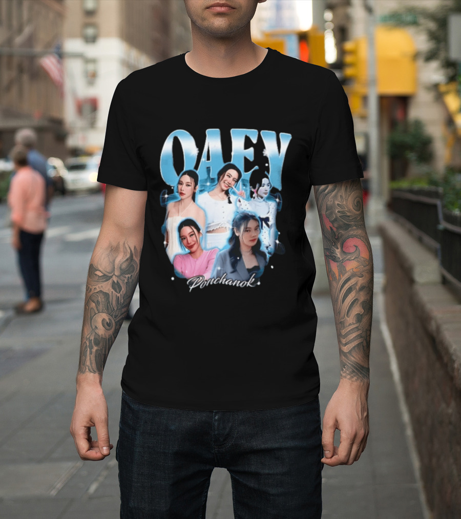 Oaey Ponchanok Woman Collage Blue Aura Sparkles Bootleg T-Shirt