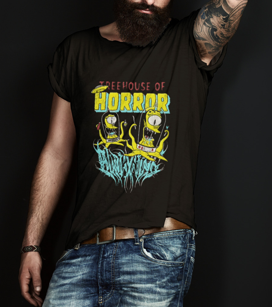 Treehouse Of Horror Kang Kodos Aliens Tentacles Distressed Cartoon T-Shirt