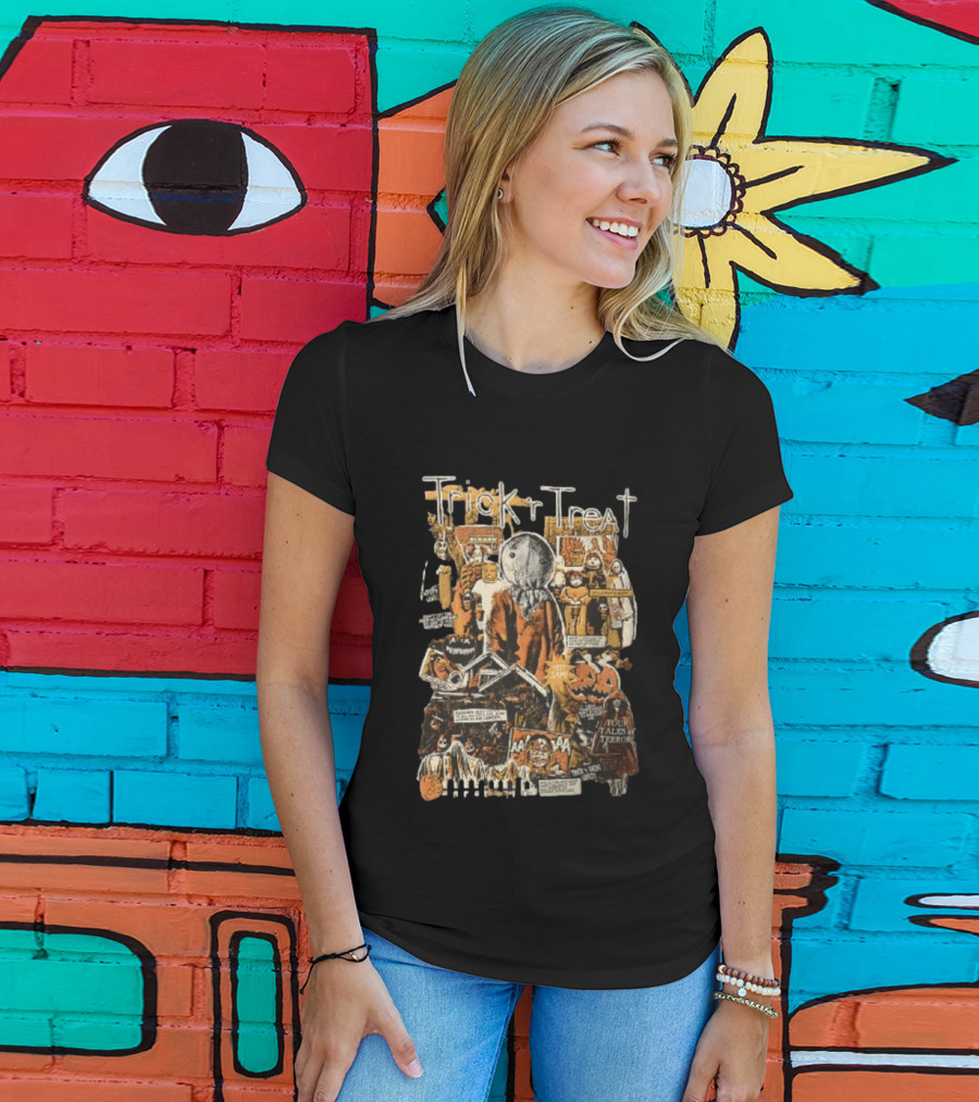 Trick R Treat Sam Halloween Four Tales Of Terror Horror Comic Collage T-Shirt