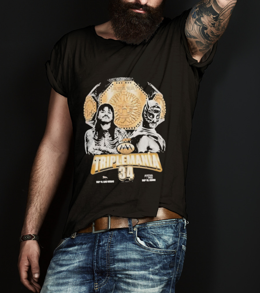 Triplemania 34 Lucha Libre Worldwide Event 2023 Featuring Skeleton And Luchador Mask T-Shirt