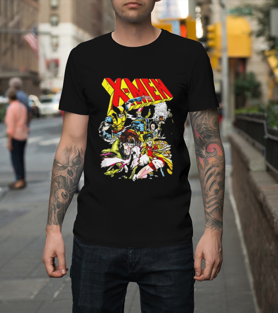 X Men Wolverine Gambit Jubilee Cyclops Storm Classic Comic Characters Distressed T-Shirt