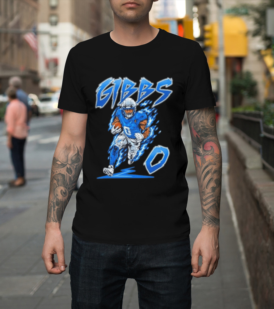 Gibbs No 0 Detroit Lions Football Player Action T-Shirt