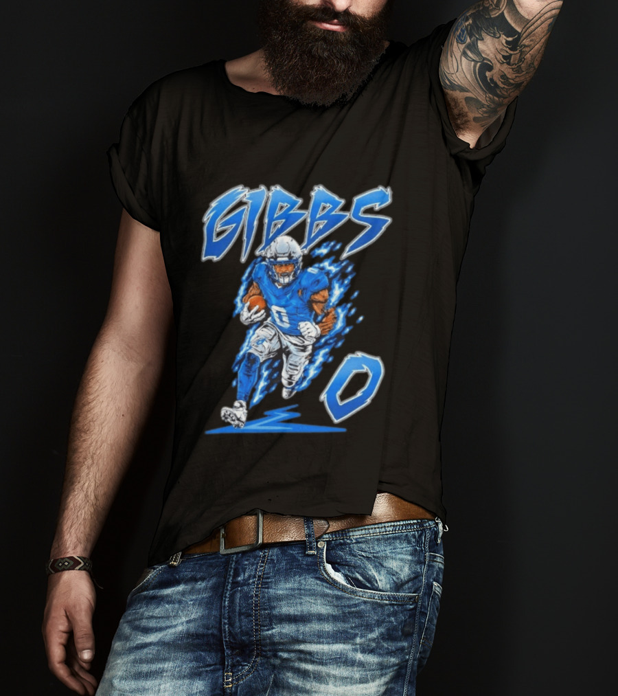 Gibbs No 0 Detroit Lions Football Player Action T-Shirt