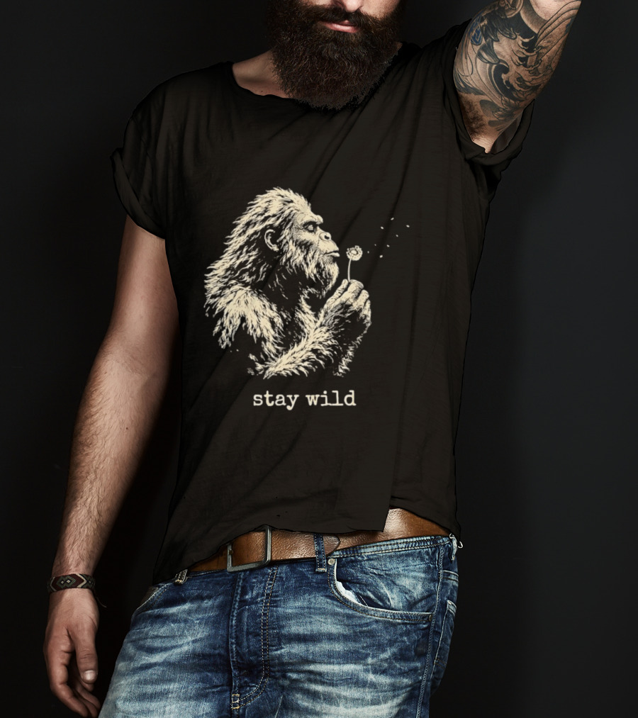 Stay Wild Bigfoot Blowing Dandelion Seeds T-Shirt