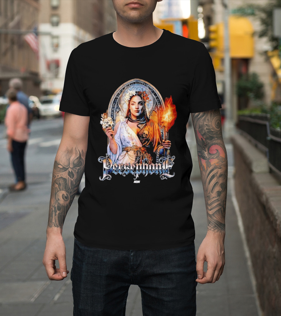 La Diosa Persephone Mythology AEW Wrestling Flame And Flowers T-Shirt
