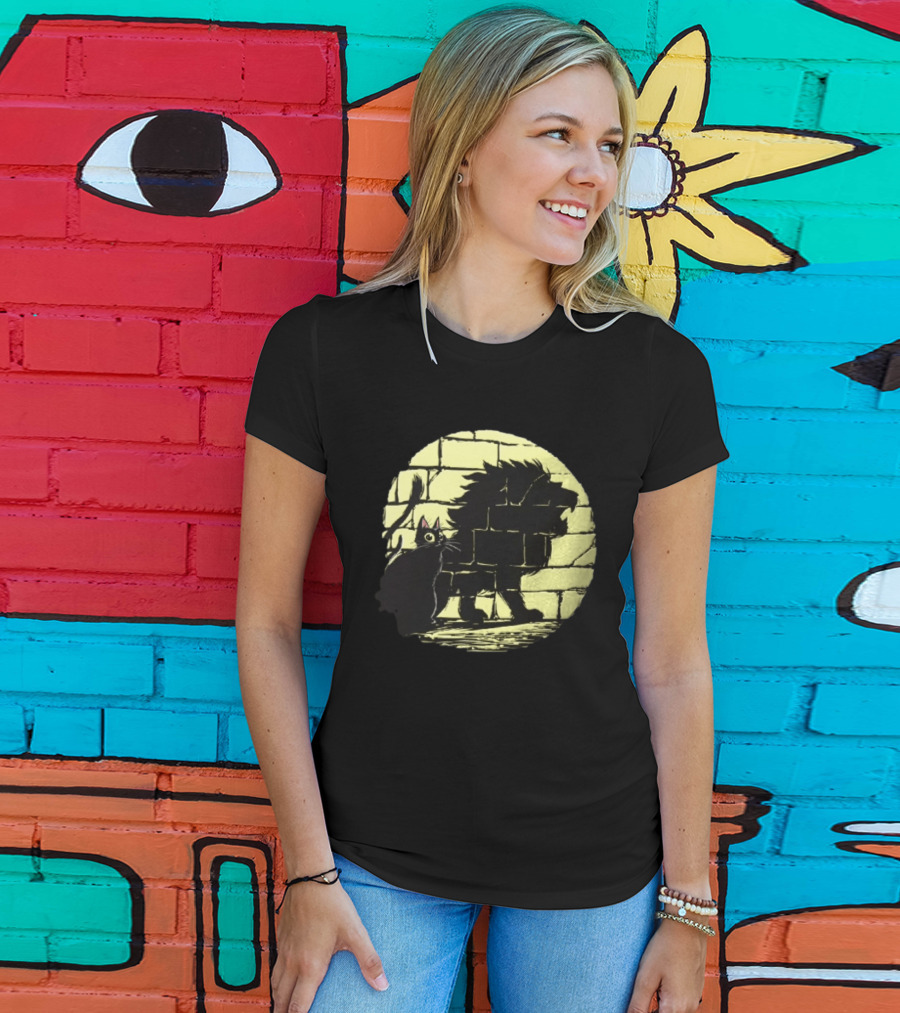 Lion Shadow Black Cat Courageous Kitten Moon T-Shirt