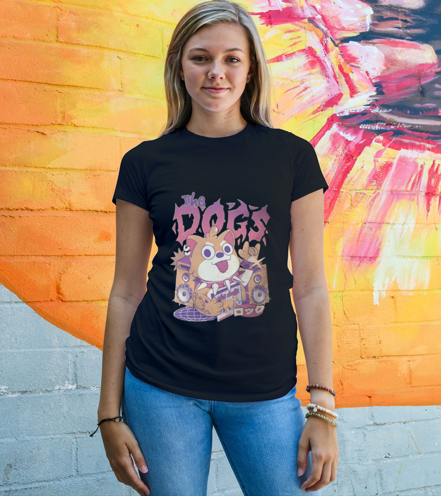 The Dogs Rock Shiba Inu Puppy Punk Rock Music Band With Speakers T-Shirt