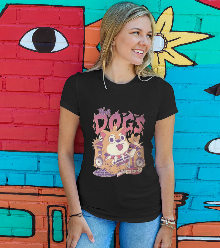 The Dogs Rock Shiba Inu Puppy Punk Rock Music Band With Speakers T-Shirt