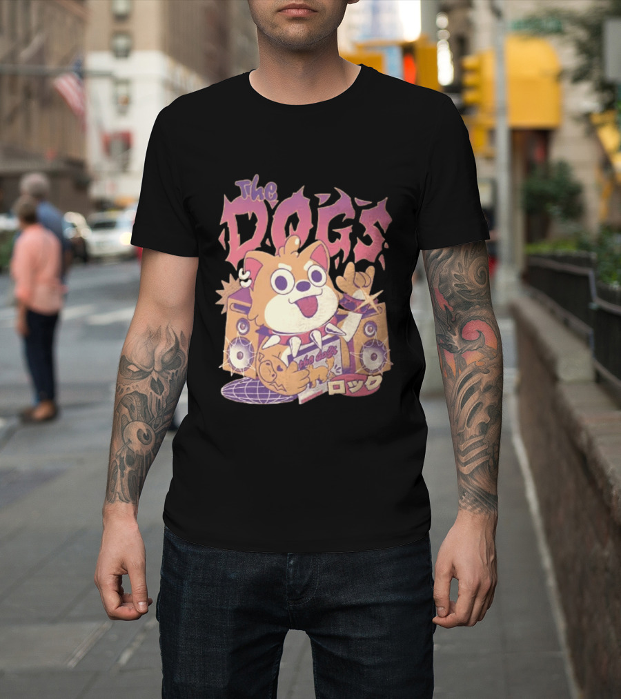 The Dogs Rock Shiba Inu Puppy Punk Rock Music Band With Speakers T-Shirt
