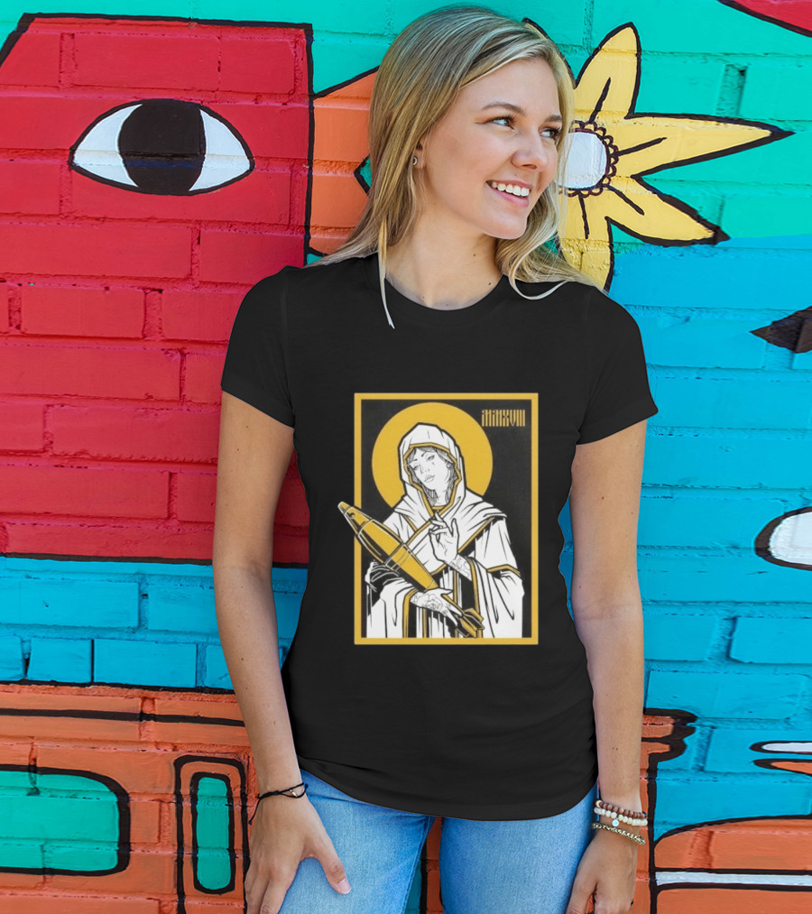 Mortar Mary MMXVIII Religious Iconography Halo And Missile T-Shirt