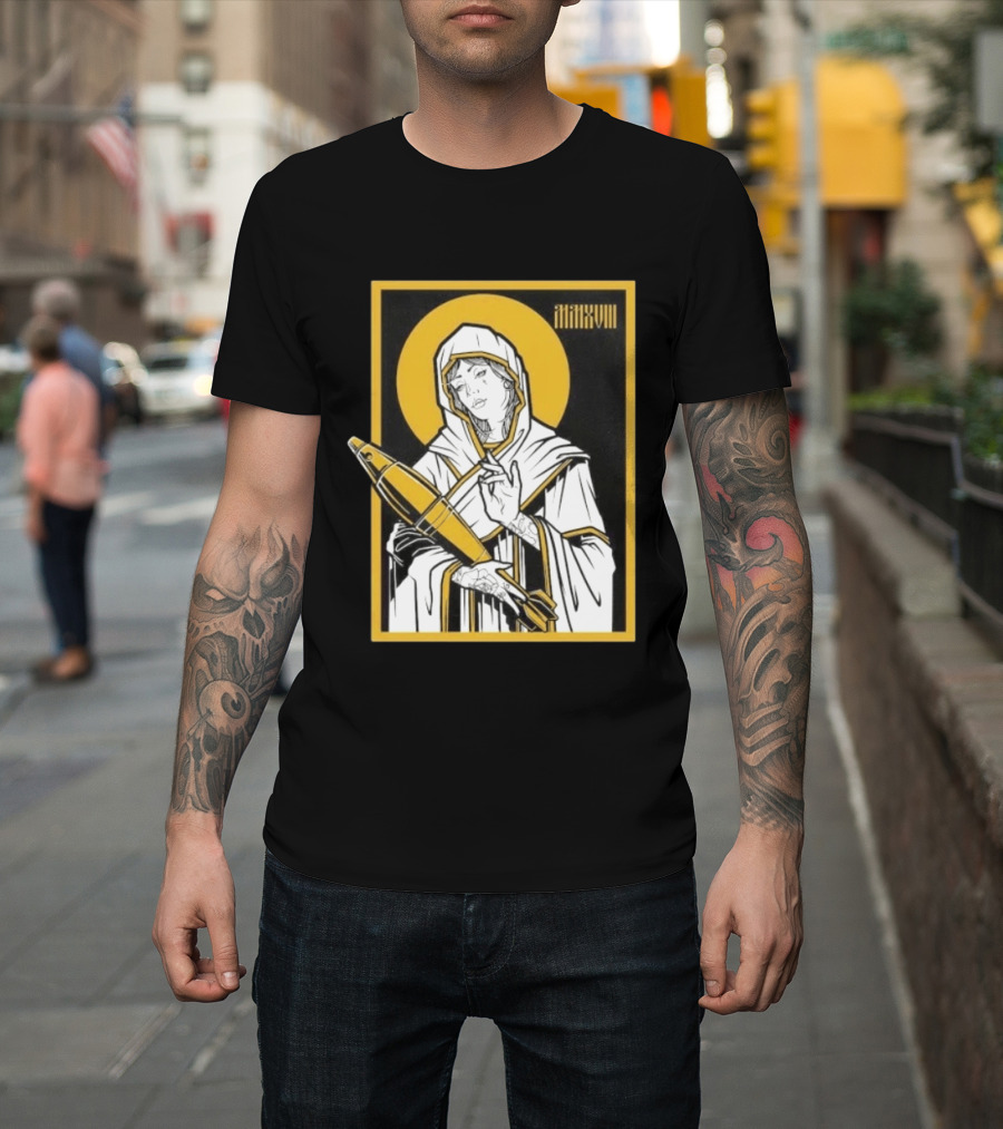 Mortar Mary MMXVIII Religious Iconography Halo And Missile T-Shirt
