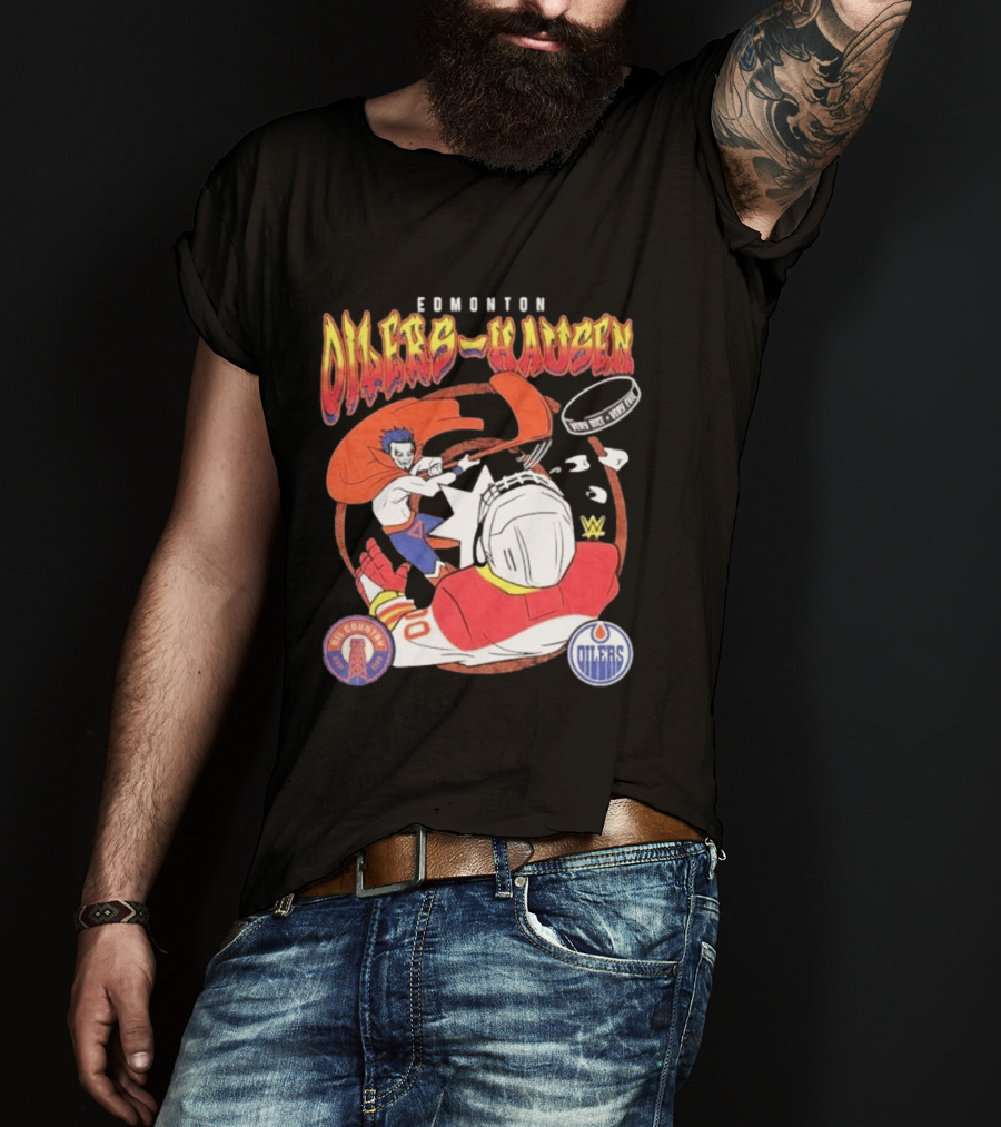 Edmonton Oilers Hausen Very Nice Very Evil WWE Summer Tour T-Shirt