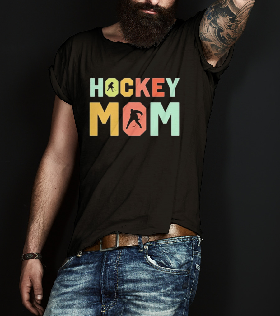 Hockey Mom Mother's Day Skating Silhouette Multicolor T-Shirt