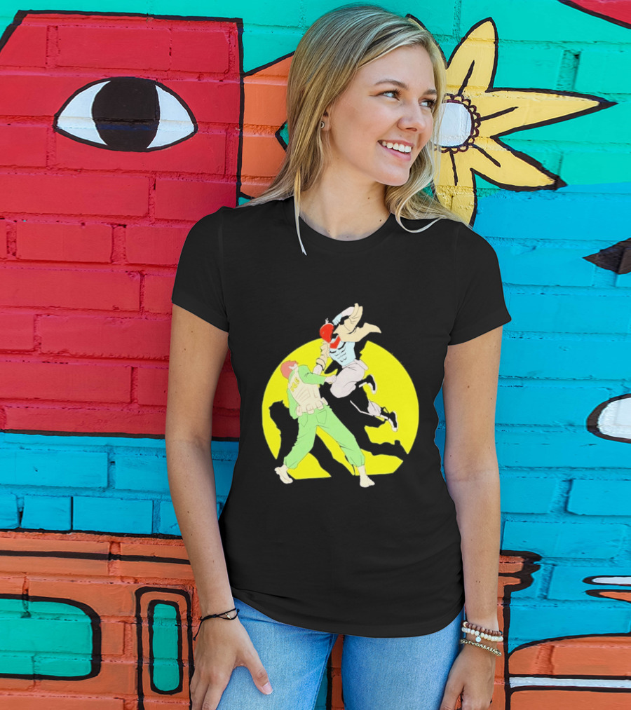 Red Hood Versus Ice Soldier Combat Action Scene T-Shirt