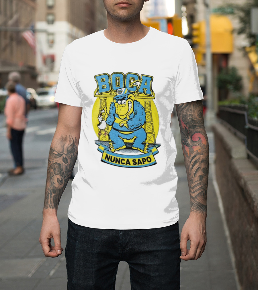 Boca Juniors Gorilla Wearing Cap Holding Chicken Boca Nunca Sapo T-Shirt