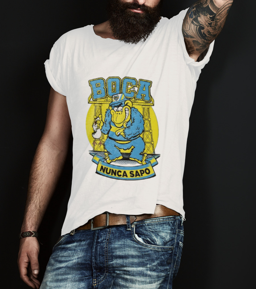 Boca Juniors Gorilla Wearing Cap Holding Chicken Boca Nunca Sapo T-Shirt