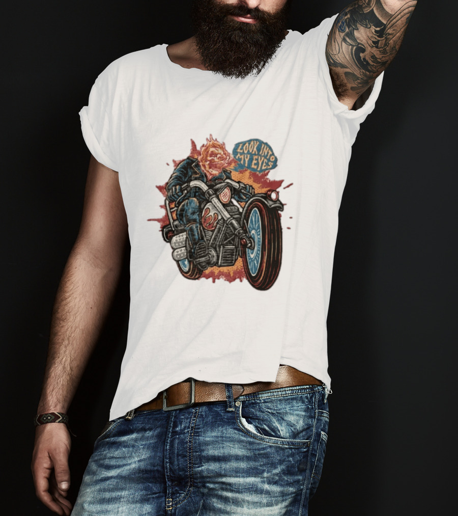 Ghost Rider Look Into My Eyes Marvel Comics Motorcycle Spirit Of Vengeance T-Shirt
