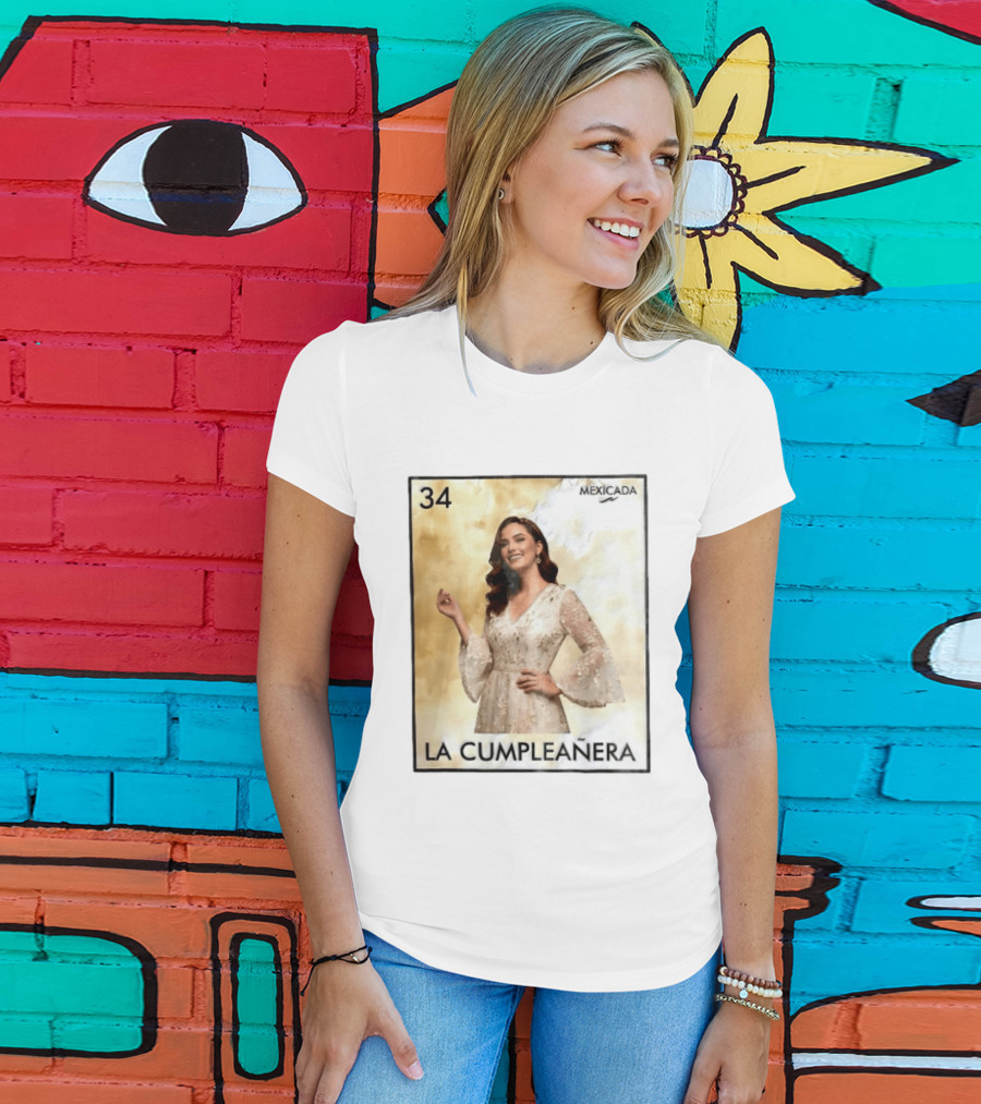 Mexicada 34 La Cumpleañera Loteria Card Woman White Dress T-Shirt
