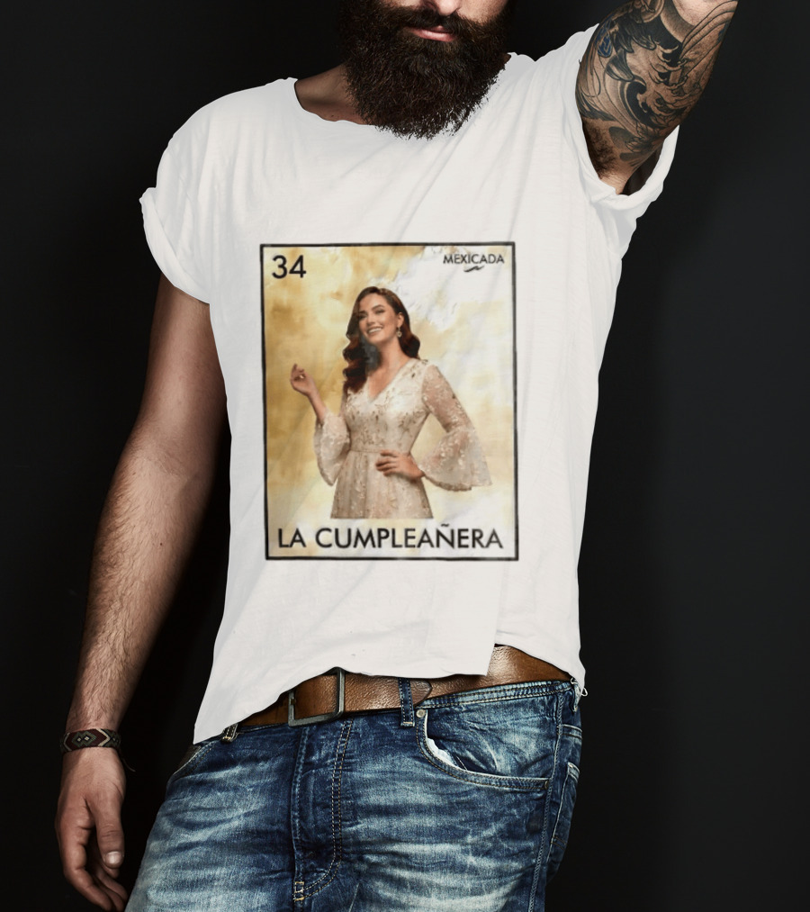 Mexicada 34 La Cumpleañera Loteria Card Woman White Dress T-Shirt