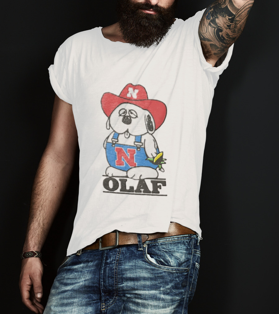 Olaf Nebraska Cornhuskers N Logo Cowboy Hat Cartoon T-Shirt