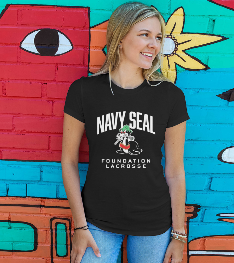 Navy SEAL Foundation Lacrosse Angry Seal With Helmet And Lacrosse Sticks T-Shirt