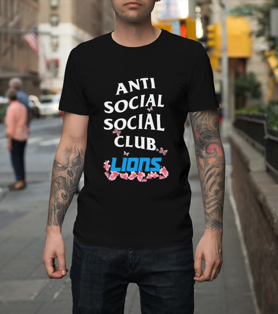 Anti Social Social Club Detroit Lions Floral Butterfly T-Shirt