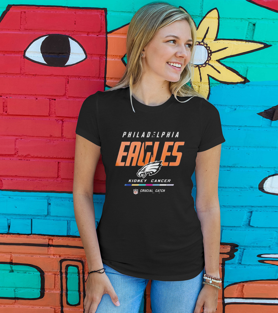 Philadelphia Eagles Crucial Catch Kidney Cancer Awareness NFL T-Shirt