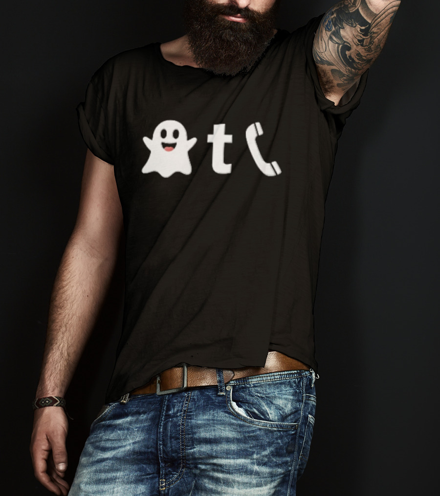 Ghost Emoji Phone Handset Icon White T-Shirt