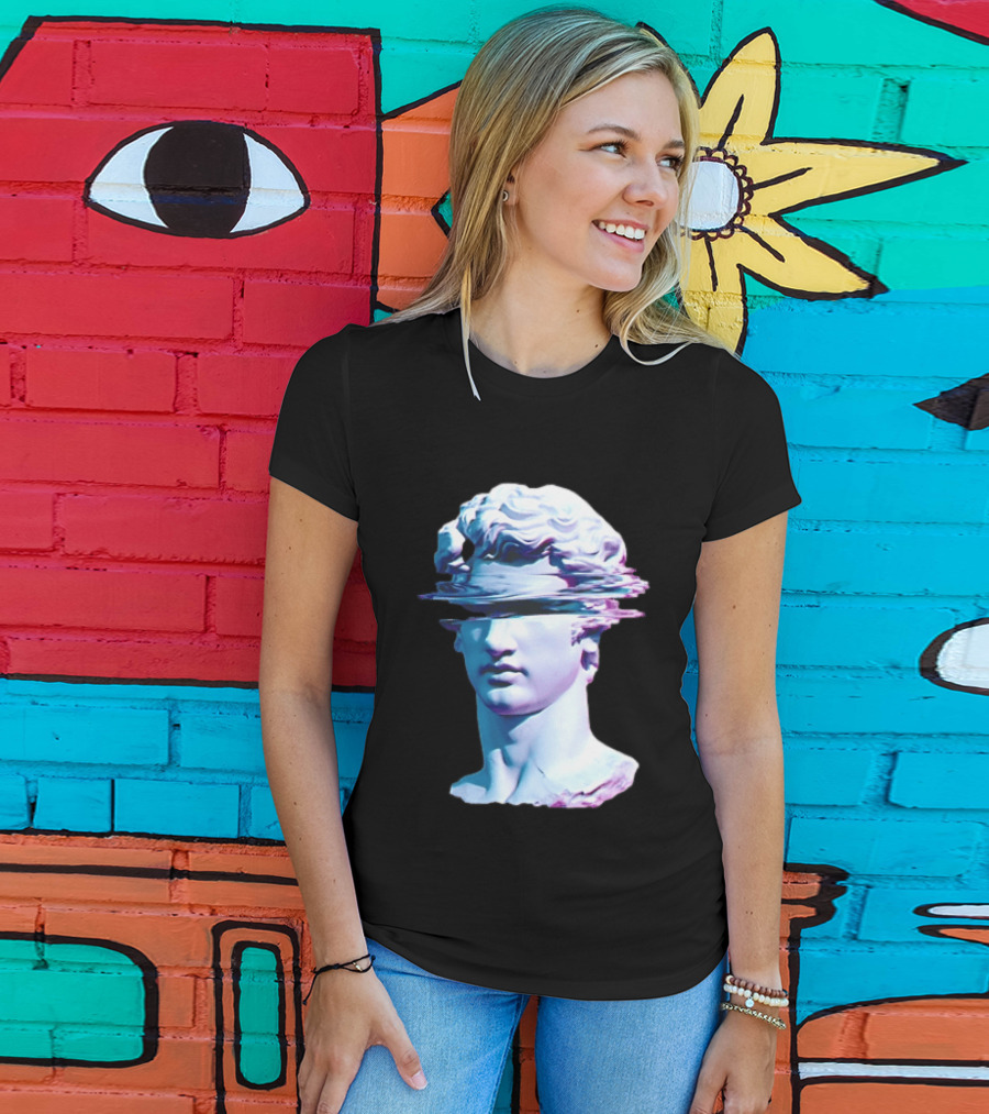 You Are Not Forgotten Classical Statue Bust Glitch Wave Distortion David Vaporwave Aesthetic T-Shirt