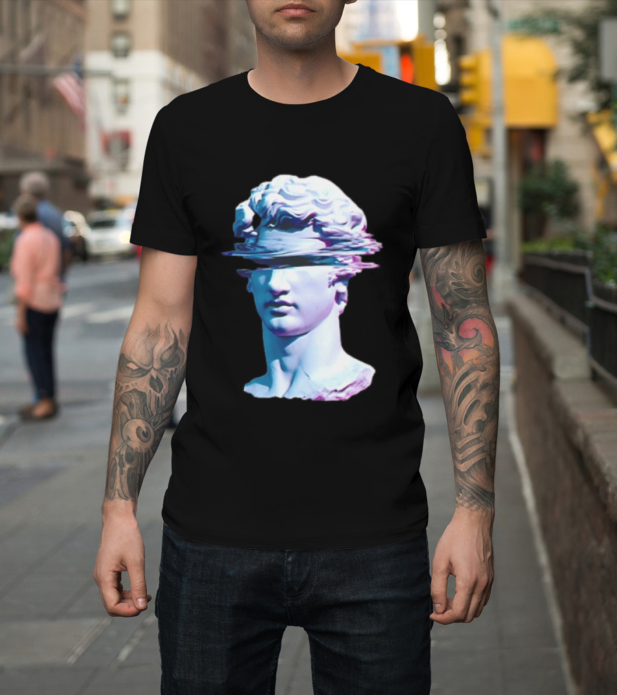 You Are Not Forgotten Classical Statue Bust Glitch Wave Distortion David Vaporwave Aesthetic T-Shirt
