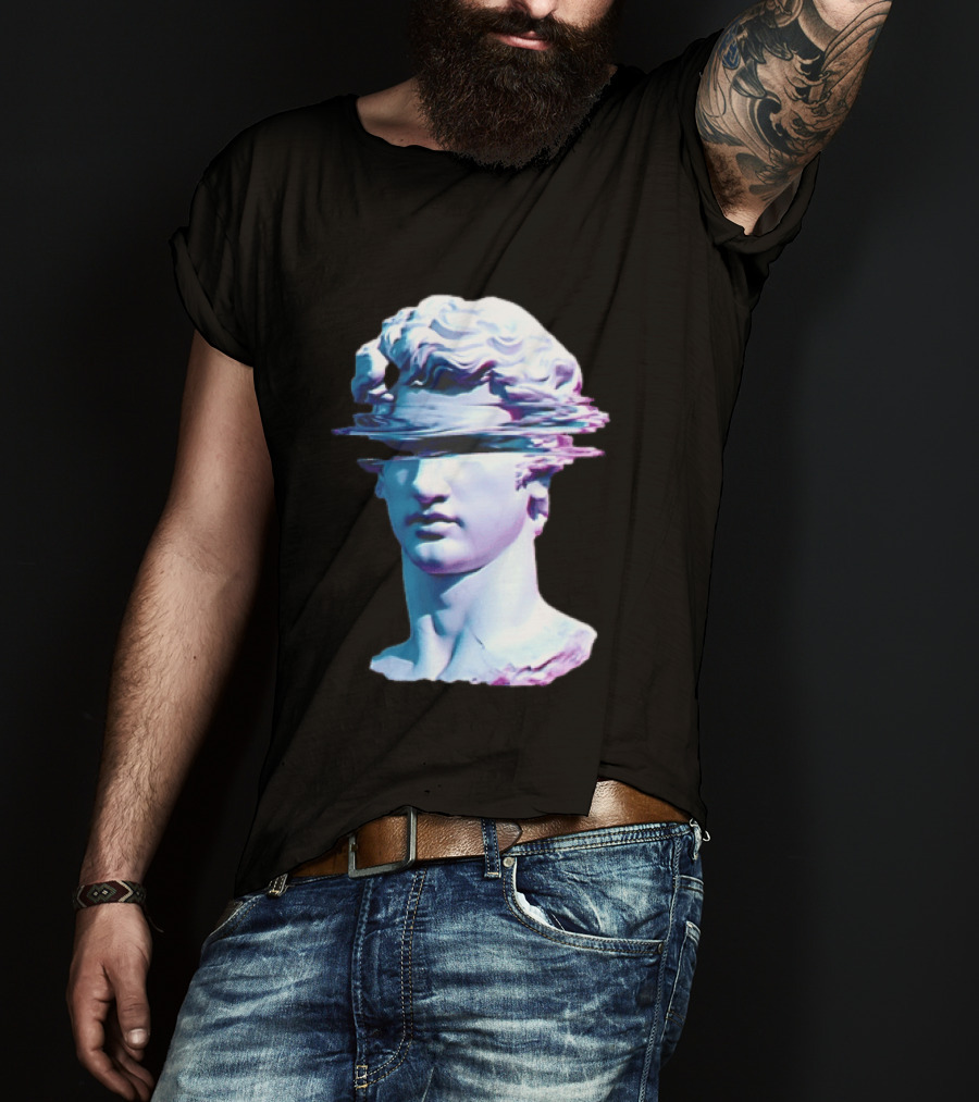 You Are Not Forgotten Classical Statue Bust Glitch Wave Distortion David Vaporwave Aesthetic T-Shirt