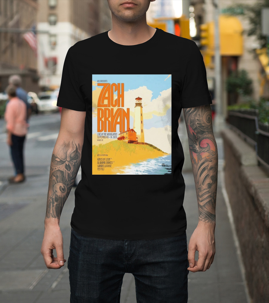 Zach Bryan Live At The Woodlands September 18 19 2026 Dover DE Kings Of Leon Alabama Shakes Gabriella Rose Feyi Fuli Concert T-Shirt